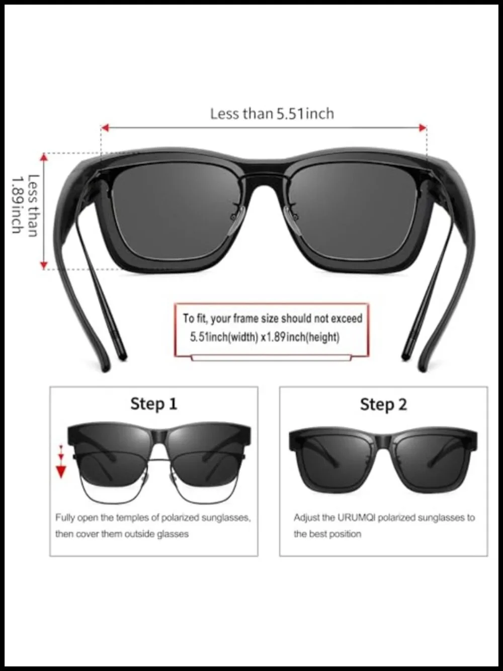 Polarized Fit Over Sunglasses Oversized Square UV400 Protection